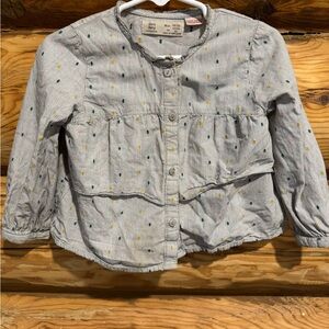 Zara Striped Button-Up Shirt with Dots